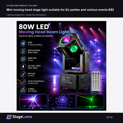 Mini moving-head stage light suitable for DJ parties and various events-E92 - StageLumo image 7