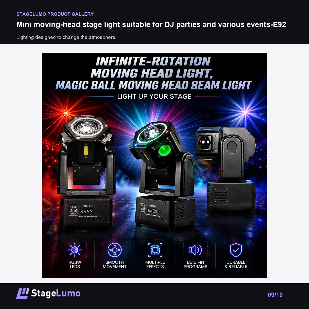 Mini moving-head stage light suitable for DJ parties and various events-E92 - StageLumo image 9