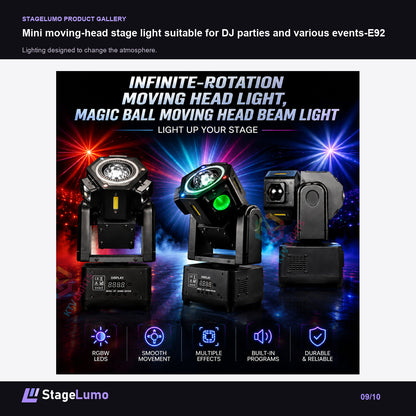 Mini moving-head stage light suitable for DJ parties and various events-E92 - StageLumo image 9
