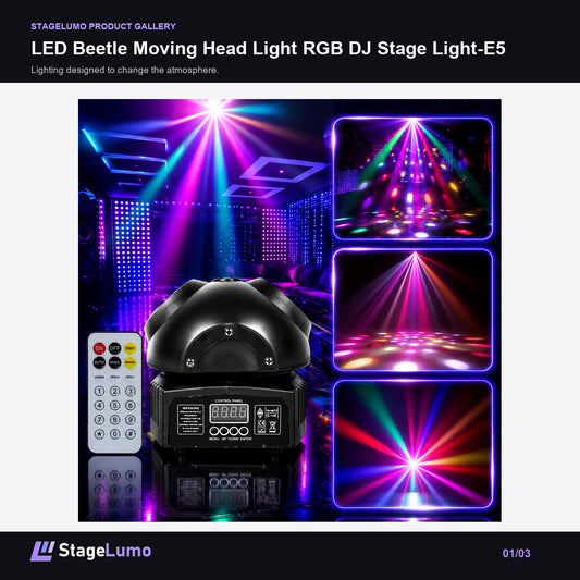 LED Beetle Moving Head Light RGB DJ Stage Light-E5 - StageLumo image 1
