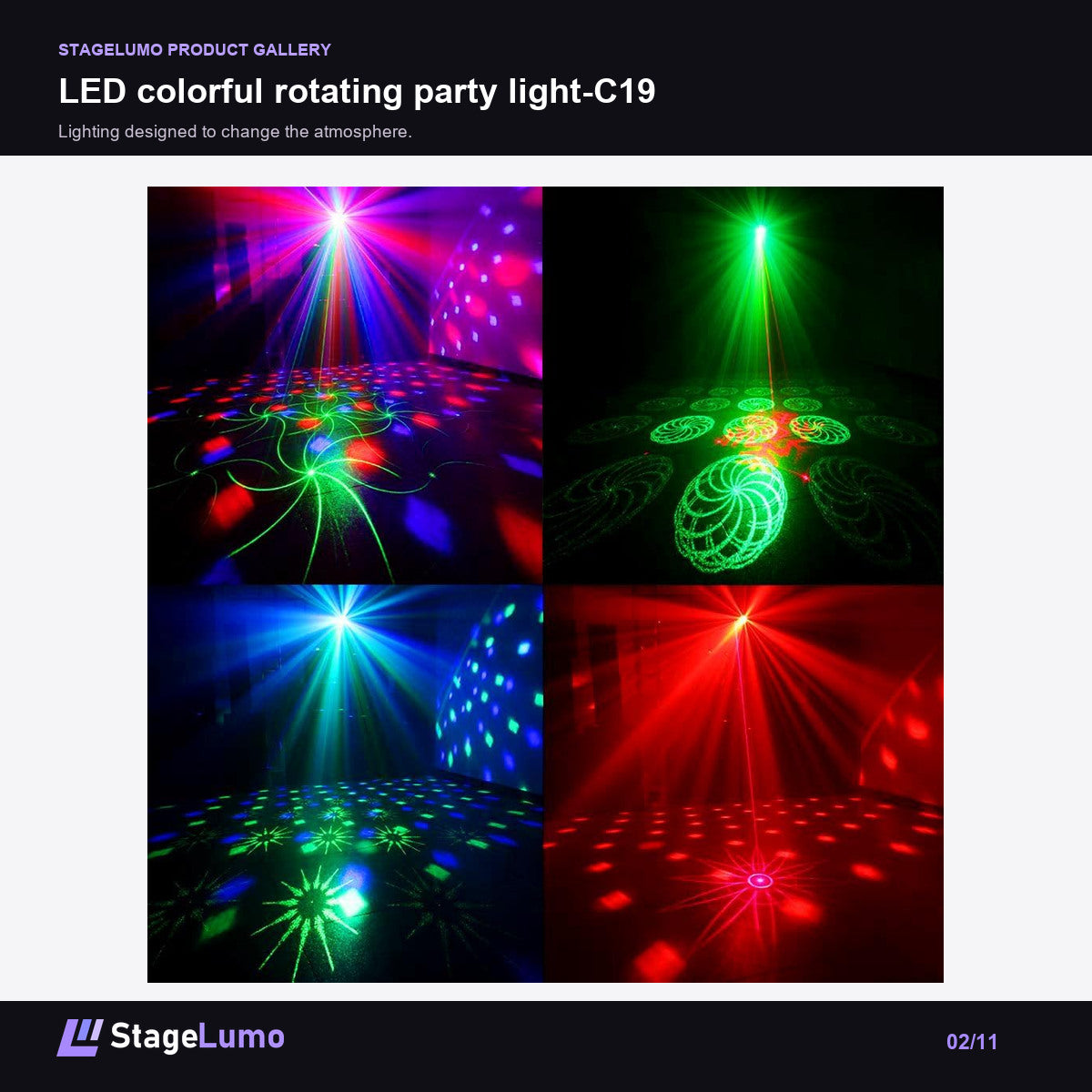 LED colorful rotating party light-C19 - StageLumo image 2