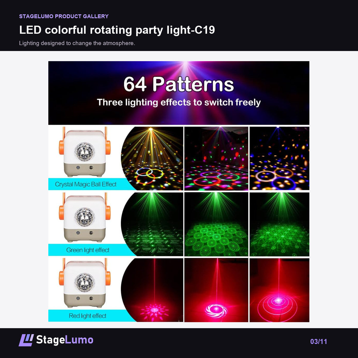 LED colorful rotating party light-C19 - StageLumo image 3