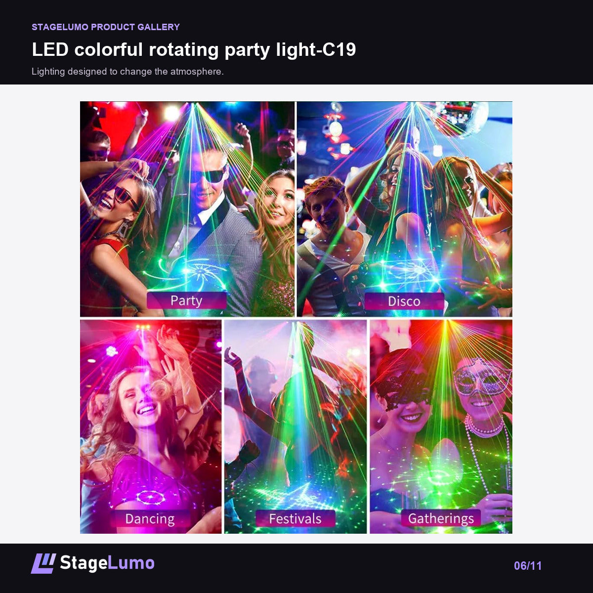 LED colorful rotating party light-C19 - StageLumo image 6
