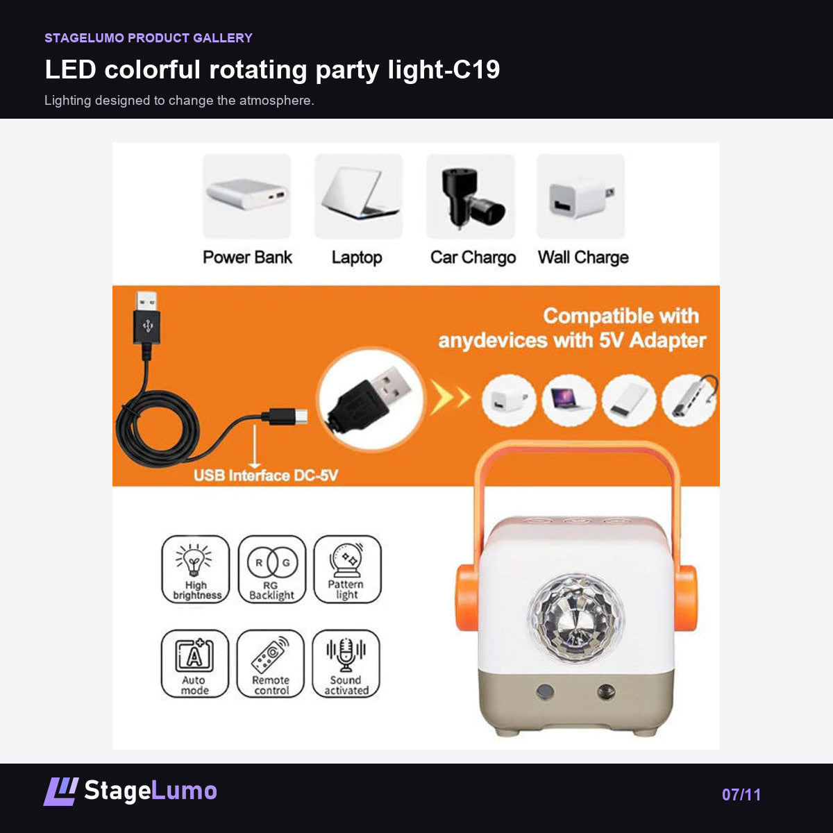 LED colorful rotating party light-C19 - StageLumo image 7
