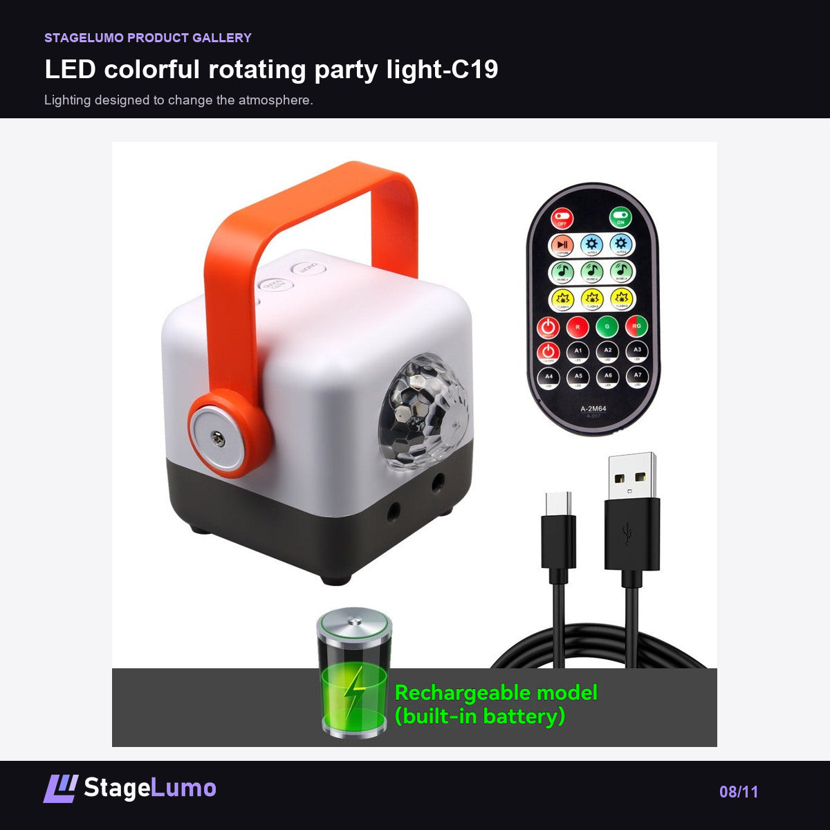 LED colorful rotating party light-C19 - StageLumo image 8