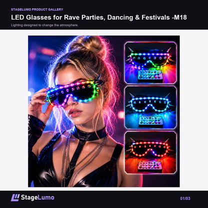 LED Glasses for Rave Parties, Dancing & Festivals -M18 - StageLumo image 1