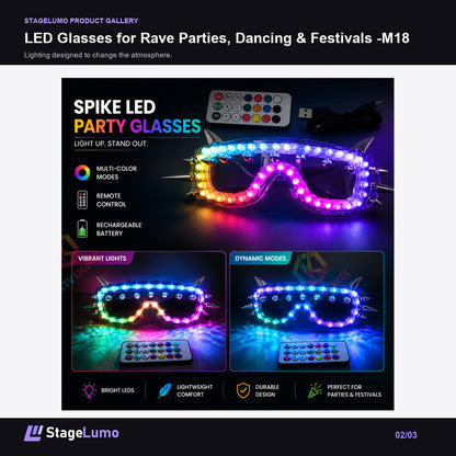 LED Glasses for Rave Parties, Dancing & Festivals -M18 - StageLumo image 2