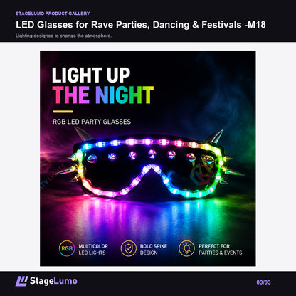 LED Glasses for Rave Parties, Dancing & Festivals -M18 - StageLumo image 3