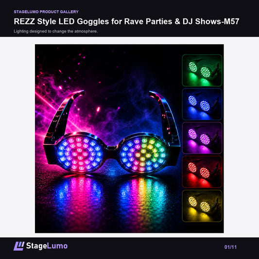 REZZ Style LED Goggles for Rave Parties & DJ Shows-M57 - StageLumo image 1
