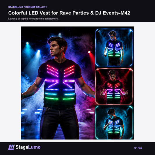 Colorful LED Vest for Rave Parties & DJ Events-M42 - StageLumo image 1