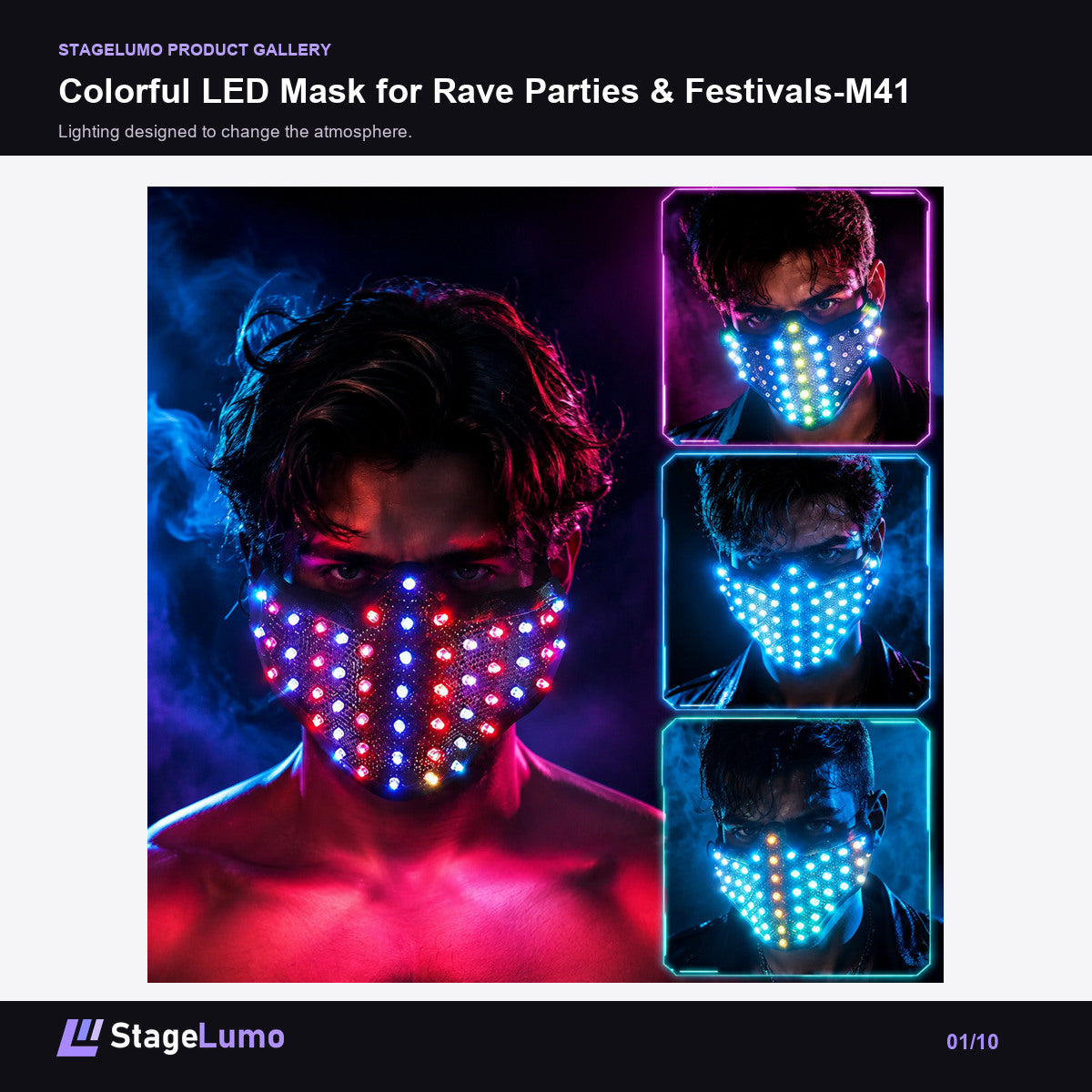 Colorful LED Mask for Rave Parties & Festivals-M41 - StageLumo image 1