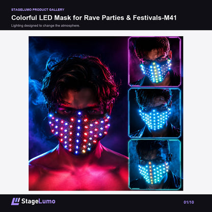 Colorful LED Mask for Rave Parties & Festivals-M41 - StageLumo image 1