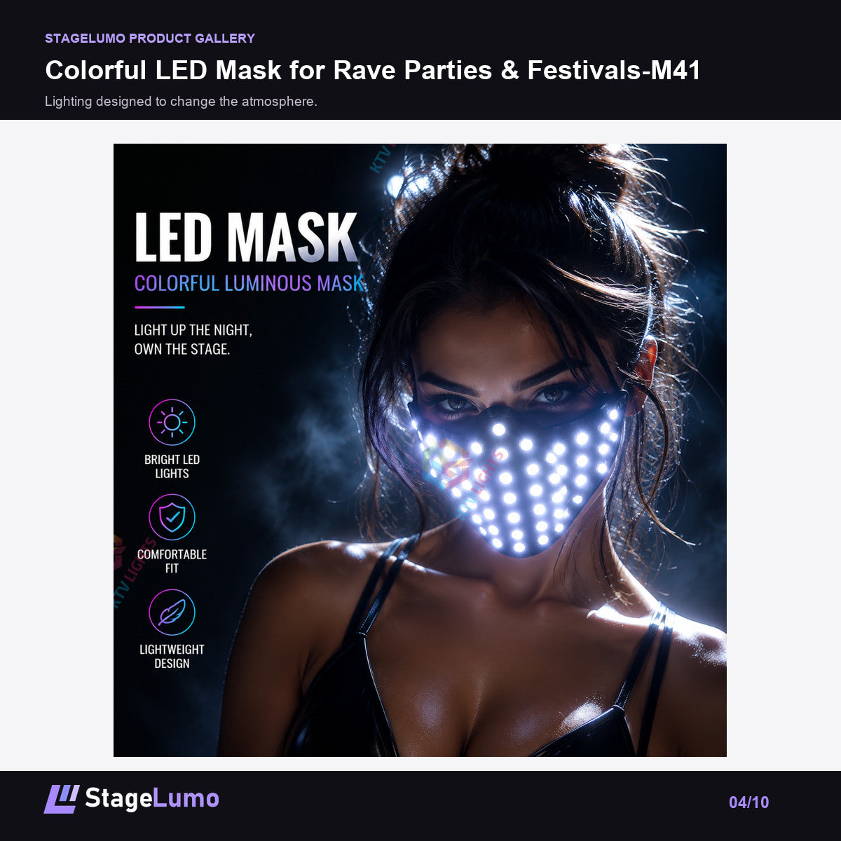 Colorful LED Mask for Rave Parties & Festivals-M41 - StageLumo image 4