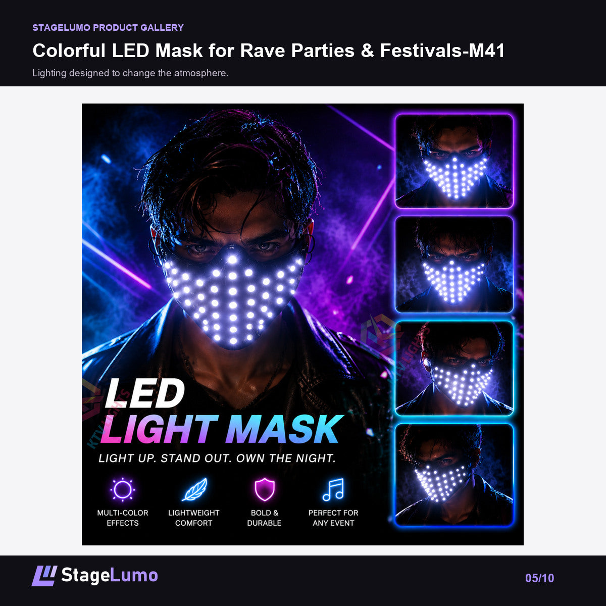 Colorful LED Mask for Rave Parties & Festivals-M41 - StageLumo image 5