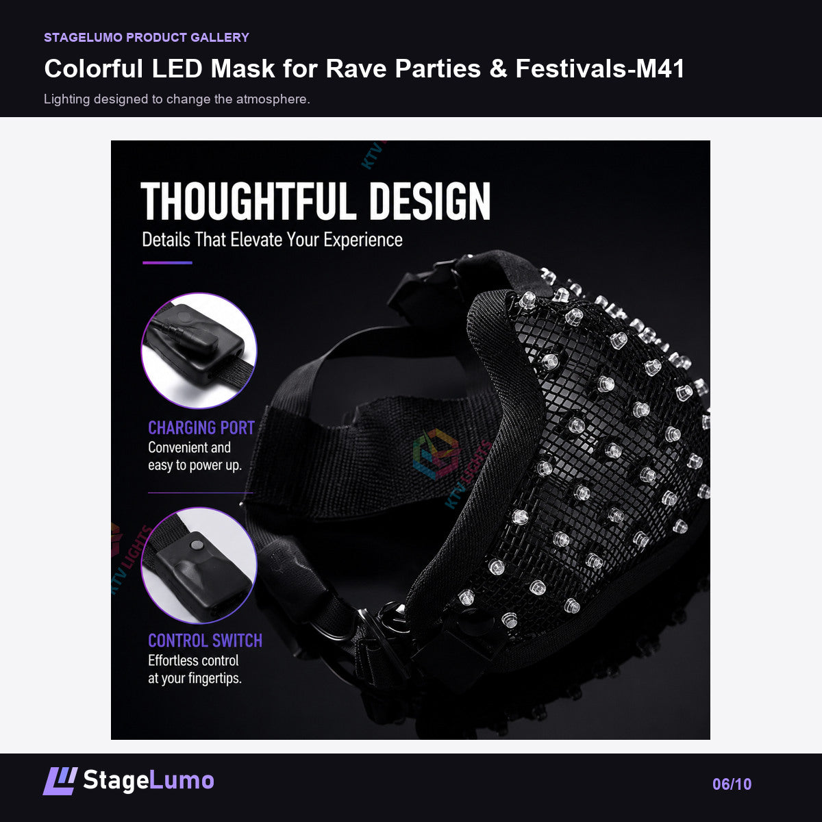 Colorful LED Mask for Rave Parties & Festivals-M41 - StageLumo image 6