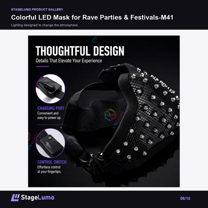 Colorful LED Mask for Rave Parties & Festivals-M41 - StageLumo image 6