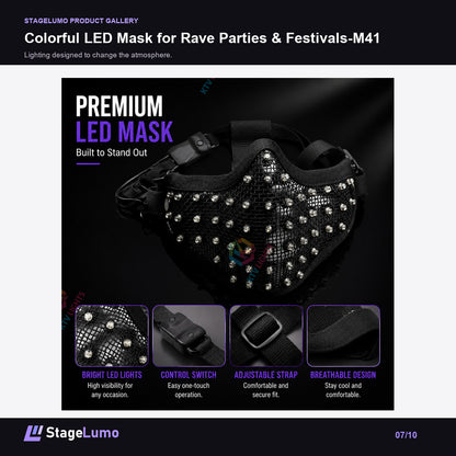 Colorful LED Mask for Rave Parties & Festivals-M41 - StageLumo image 7