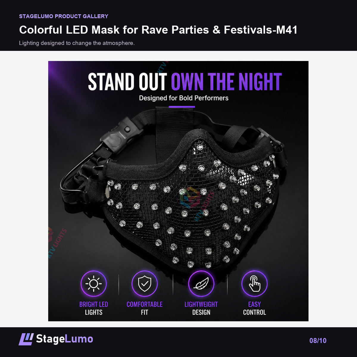 Colorful LED Mask for Rave Parties & Festivals-M41 - StageLumo image 8