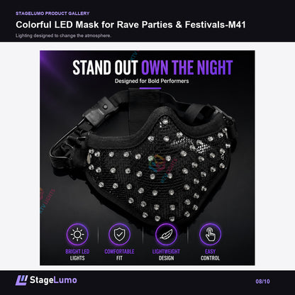 Colorful LED Mask for Rave Parties & Festivals-M41 - StageLumo image 8