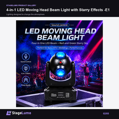 4-in-1 LED Moving Head Beam Light with Starry Effects -E1 - StageLumo image 2