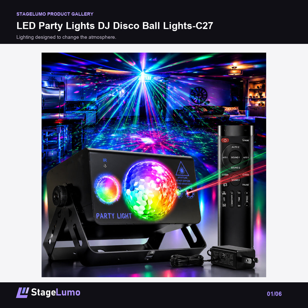 LED Party Lights DJ Disco Ball Lights-C27 - StageLumo image 1