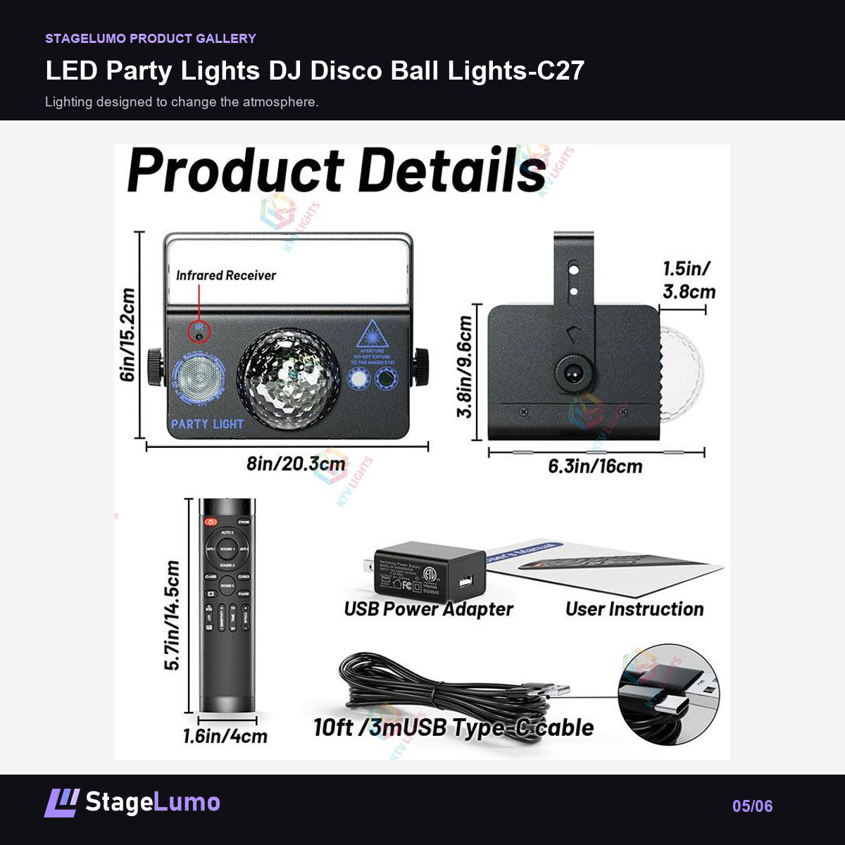 LED Party Lights DJ Disco Ball Lights-C27 - StageLumo image 5