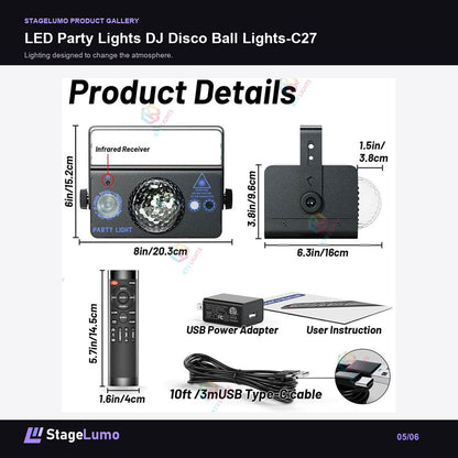 LED Party Lights DJ Disco Ball Lights-C27 - StageLumo image 5