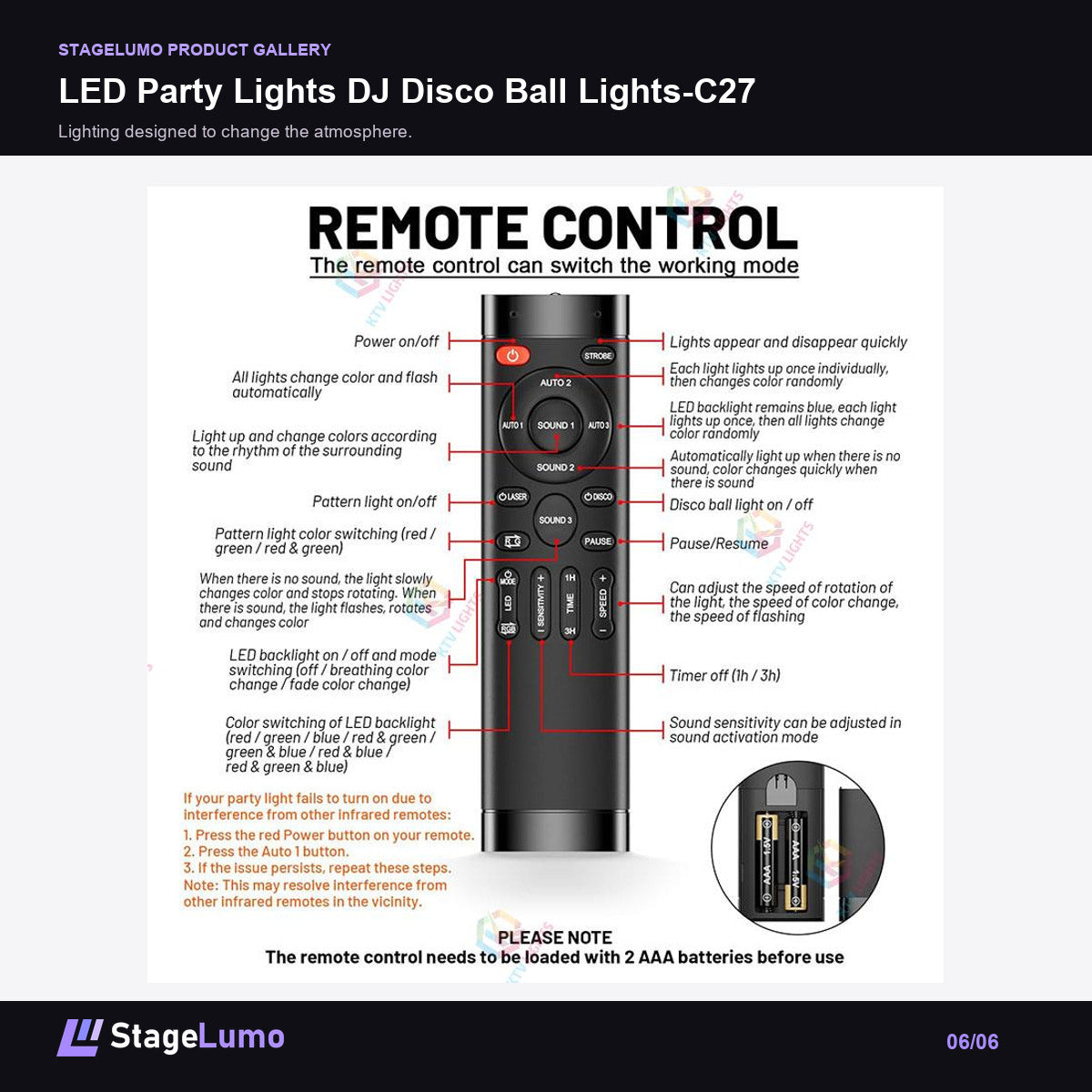 LED Party Lights DJ Disco Ball Lights-C27 - StageLumo image 6