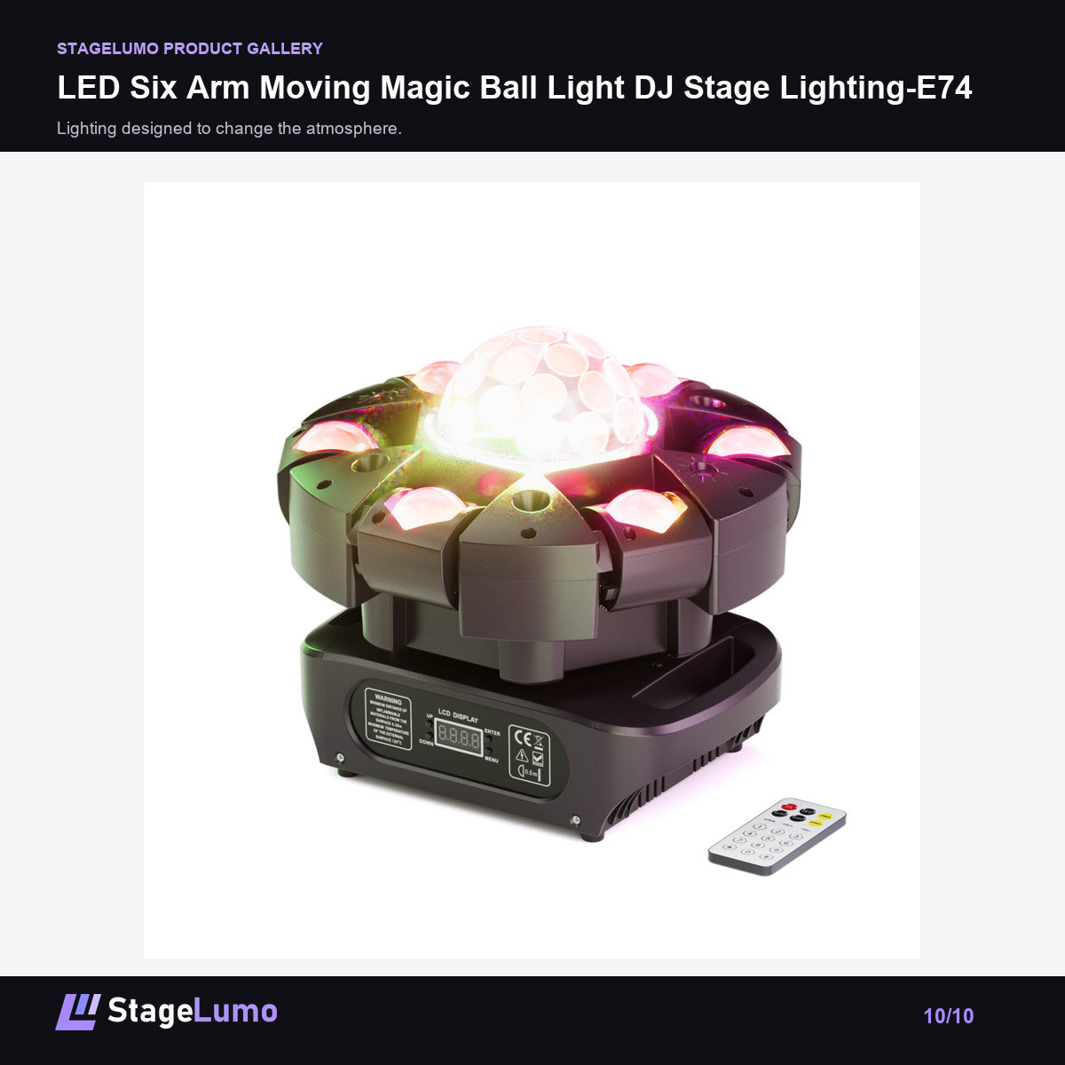 LED Six Arm Moving Magic Ball Light DJ Stage Lighting-E74 - StageLumo image 10