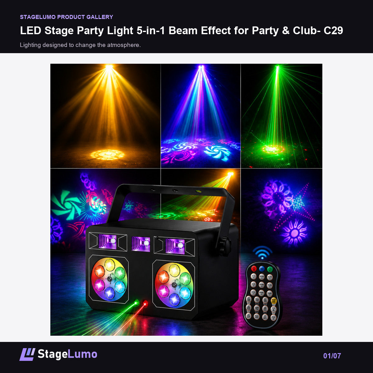 LED Stage Party Light 5-in-1 Beam Effect for Party & Club- C29 - StageLumo image 1