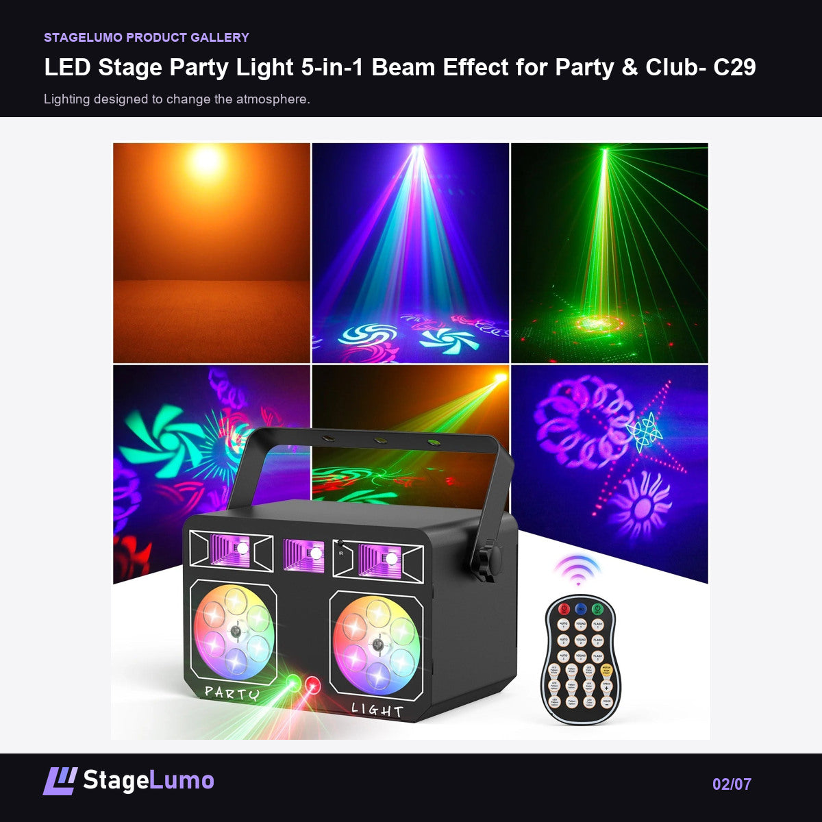 LED Stage Party Light 5-in-1 Beam Effect for Party & Club- C29 - StageLumo image 2