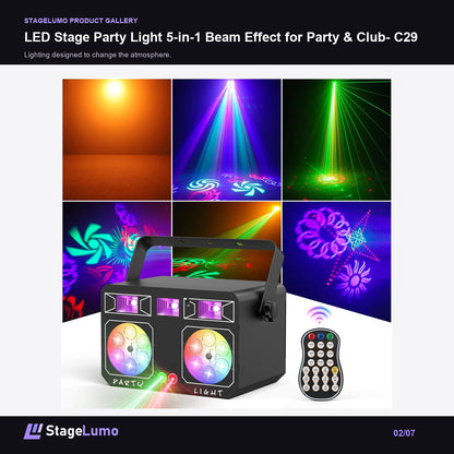 LED Stage Party Light 5-in-1 Beam Effect for Party & Club- C29 - StageLumo image 2
