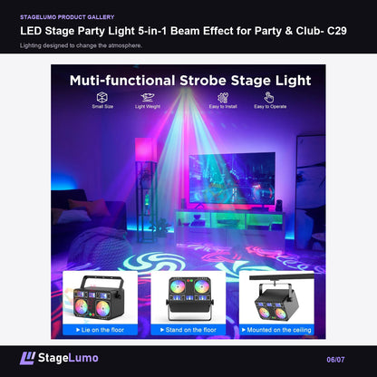 LED Stage Party Light 5-in-1 Beam Effect for Party & Club- C29 - StageLumo image 6