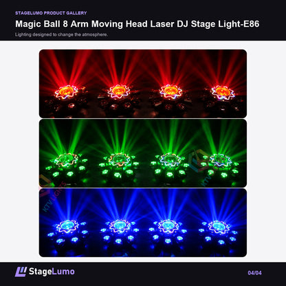 Magic Ball 8 Arm Moving Head Laser DJ Stage Light-E86 - StageLumo image 4