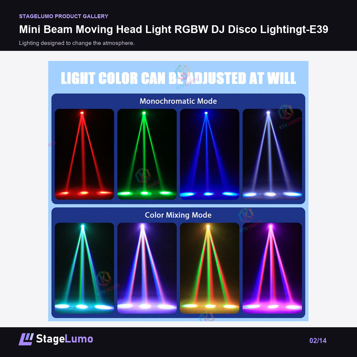 Mini Beam Moving Head Light RGBW DJ Disco Lightingt-E39 - StageLumo image 2