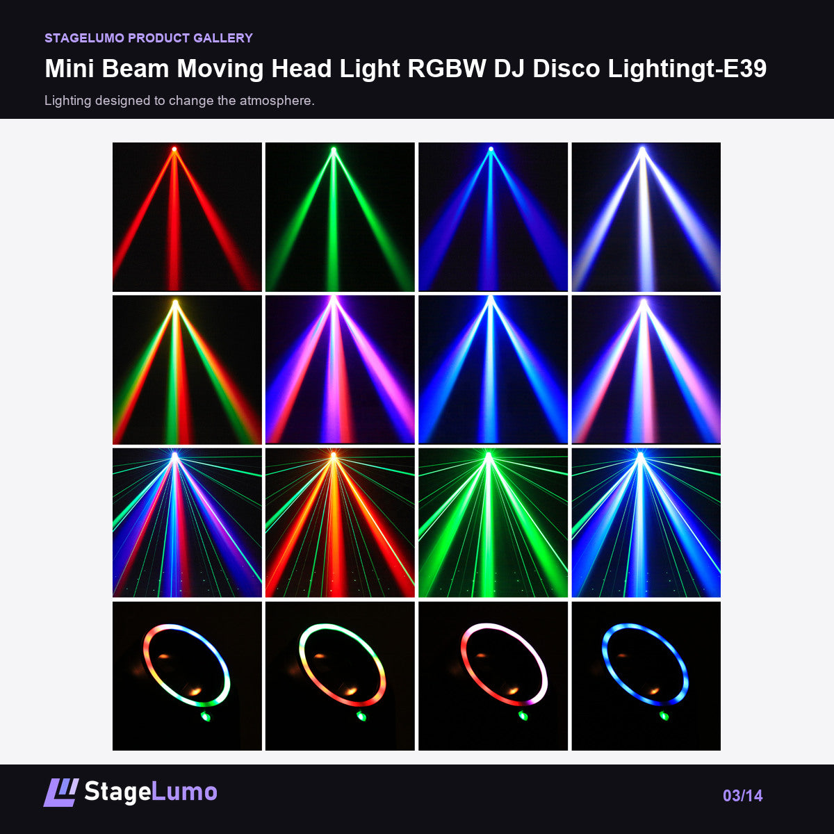 Mini Beam Moving Head Light RGBW DJ Disco Lightingt-E39 - StageLumo image 3