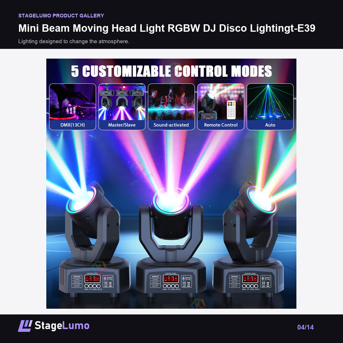 Mini Beam Moving Head Light RGBW DJ Disco Lightingt-E39 - StageLumo image 4