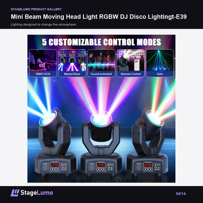 Mini Beam Moving Head Light RGBW DJ Disco Lightingt-E39 - StageLumo image 4