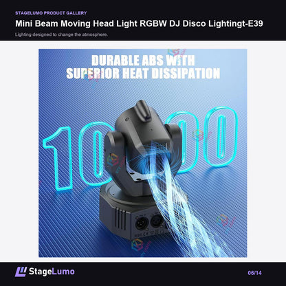 Mini Beam Moving Head Light RGBW DJ Disco Lightingt-E39 - StageLumo image 6