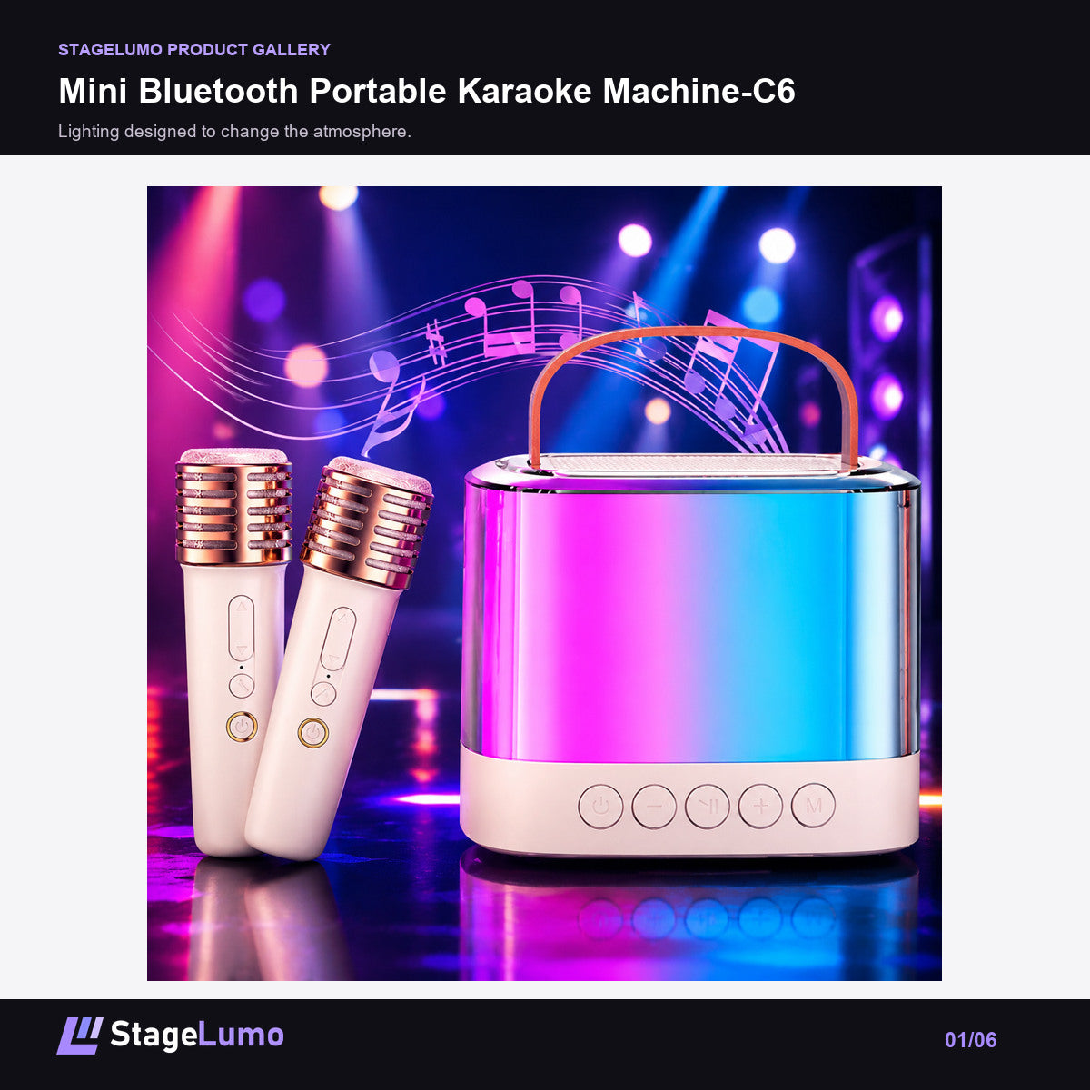 Mini Bluetooth Portable Karaoke Machine-C6 - StageLumo image 1