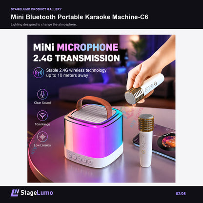 Mini Bluetooth Portable Karaoke Machine-C6 - StageLumo image 2