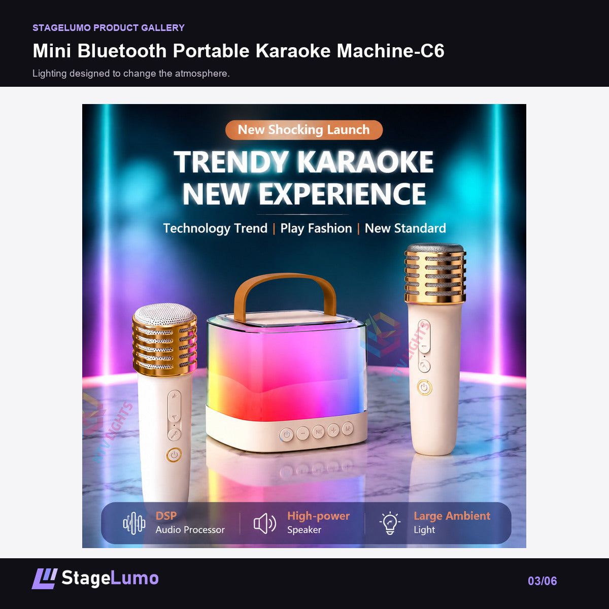 Mini Bluetooth Portable Karaoke Machine-C6 - StageLumo image 3