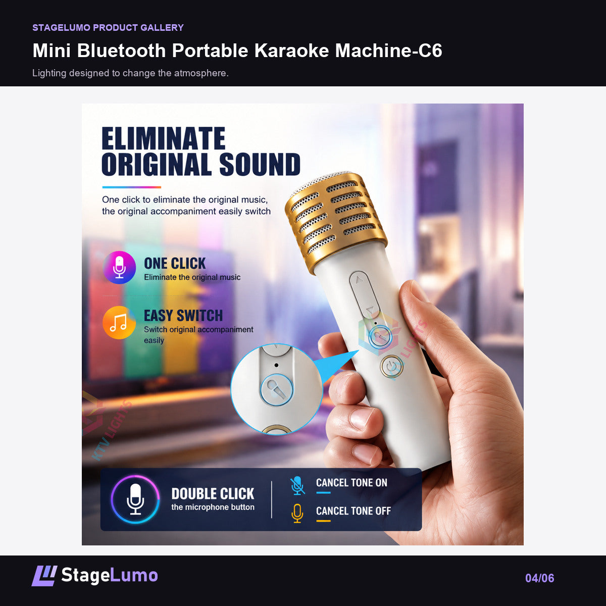 Mini Bluetooth Portable Karaoke Machine-C6 - StageLumo image 4