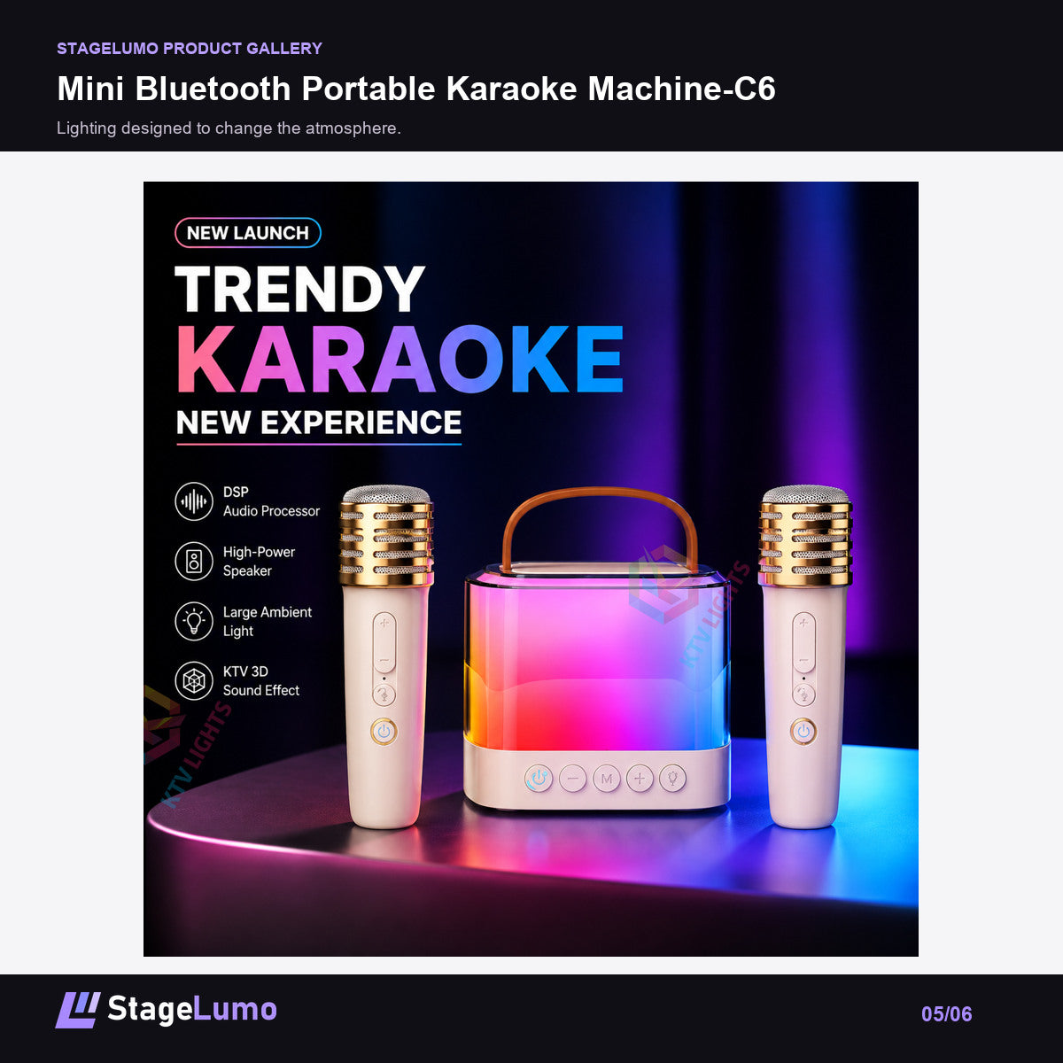 Mini Bluetooth Portable Karaoke Machine-C6 - StageLumo image 5