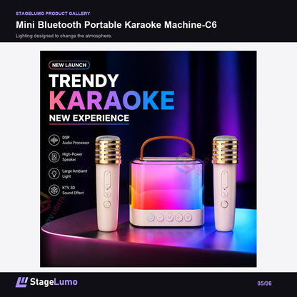 Mini Bluetooth Portable Karaoke Machine-C6 - StageLumo image 5