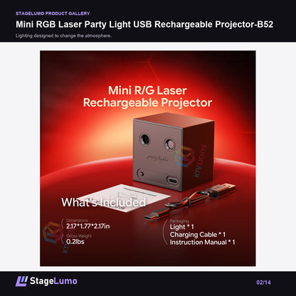Mini RGB Laser Party Light USB Rechargeable Projector-B52 - StageLumo image 2