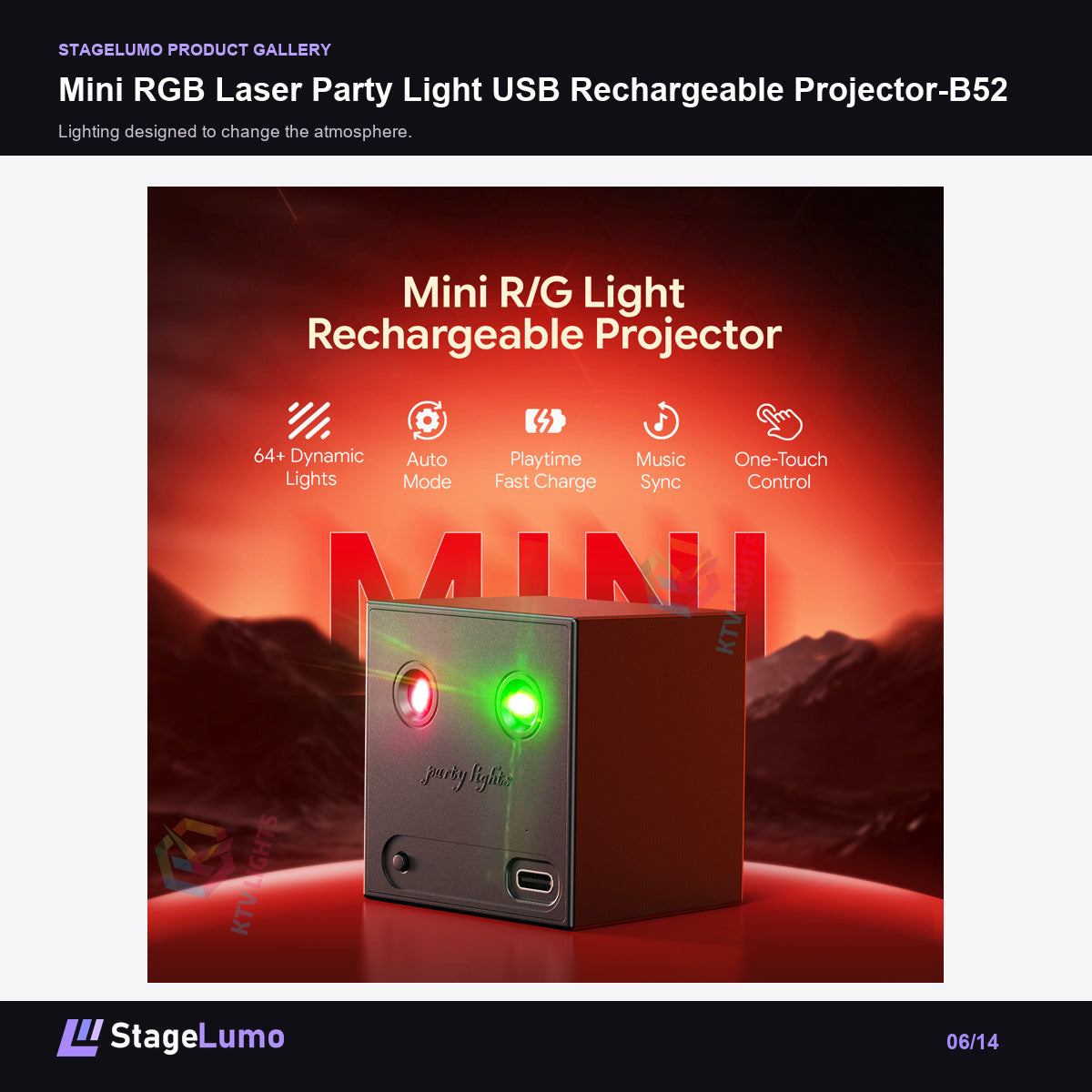 Mini RGB Laser Party Light USB Rechargeable Projector-B52 - StageLumo image 6