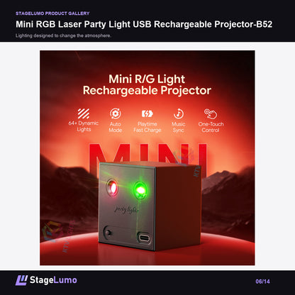 Mini RGB Laser Party Light USB Rechargeable Projector-B52 - StageLumo image 6