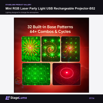 Mini RGB Laser Party Light USB Rechargeable Projector-B52 - StageLumo image 7