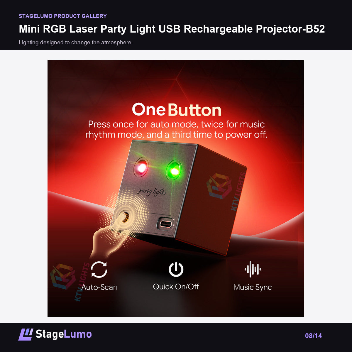 Mini RGB Laser Party Light USB Rechargeable Projector-B52 - StageLumo image 8